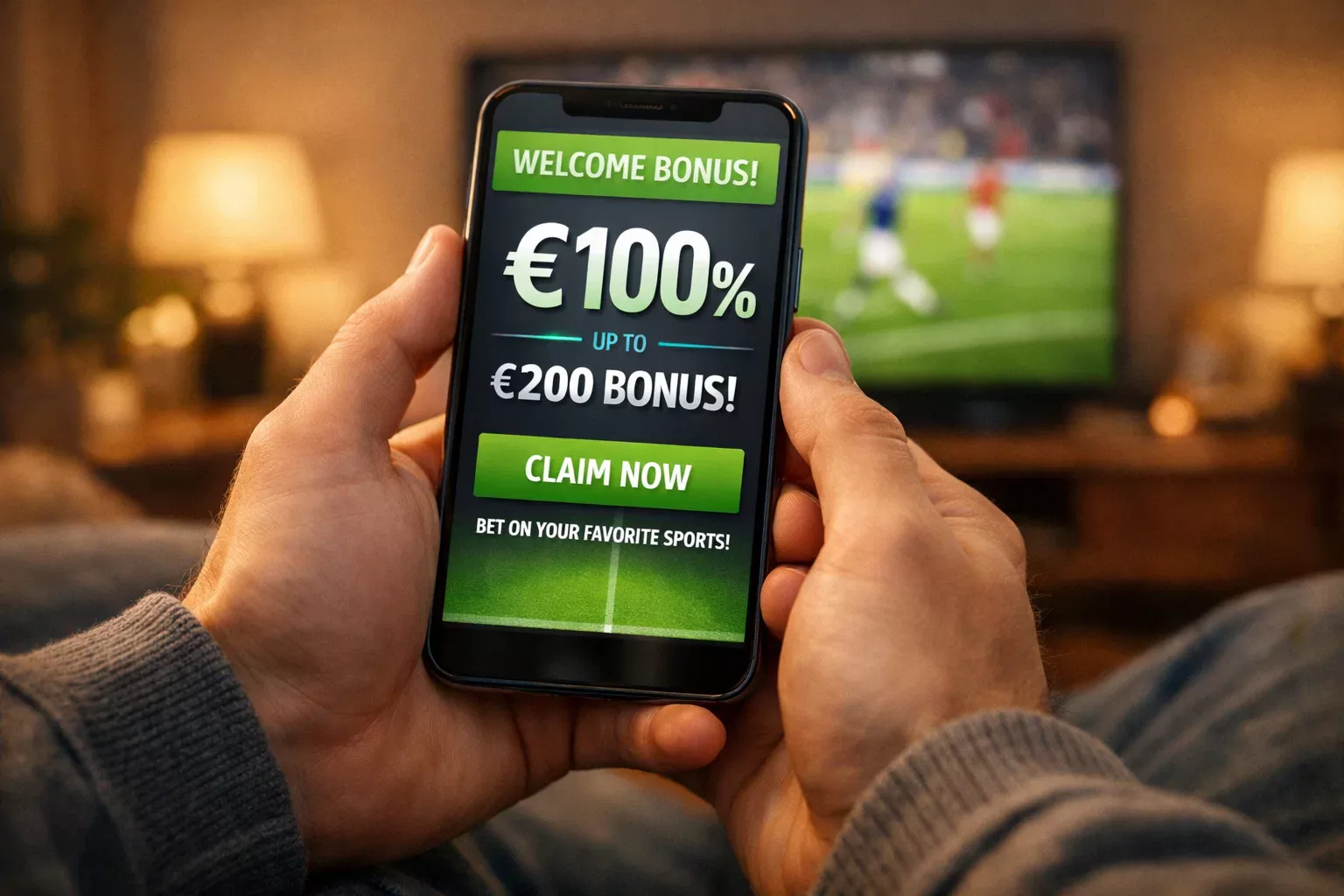 Smartphone met sportwedbonusaanbieding en euroteken symbolen