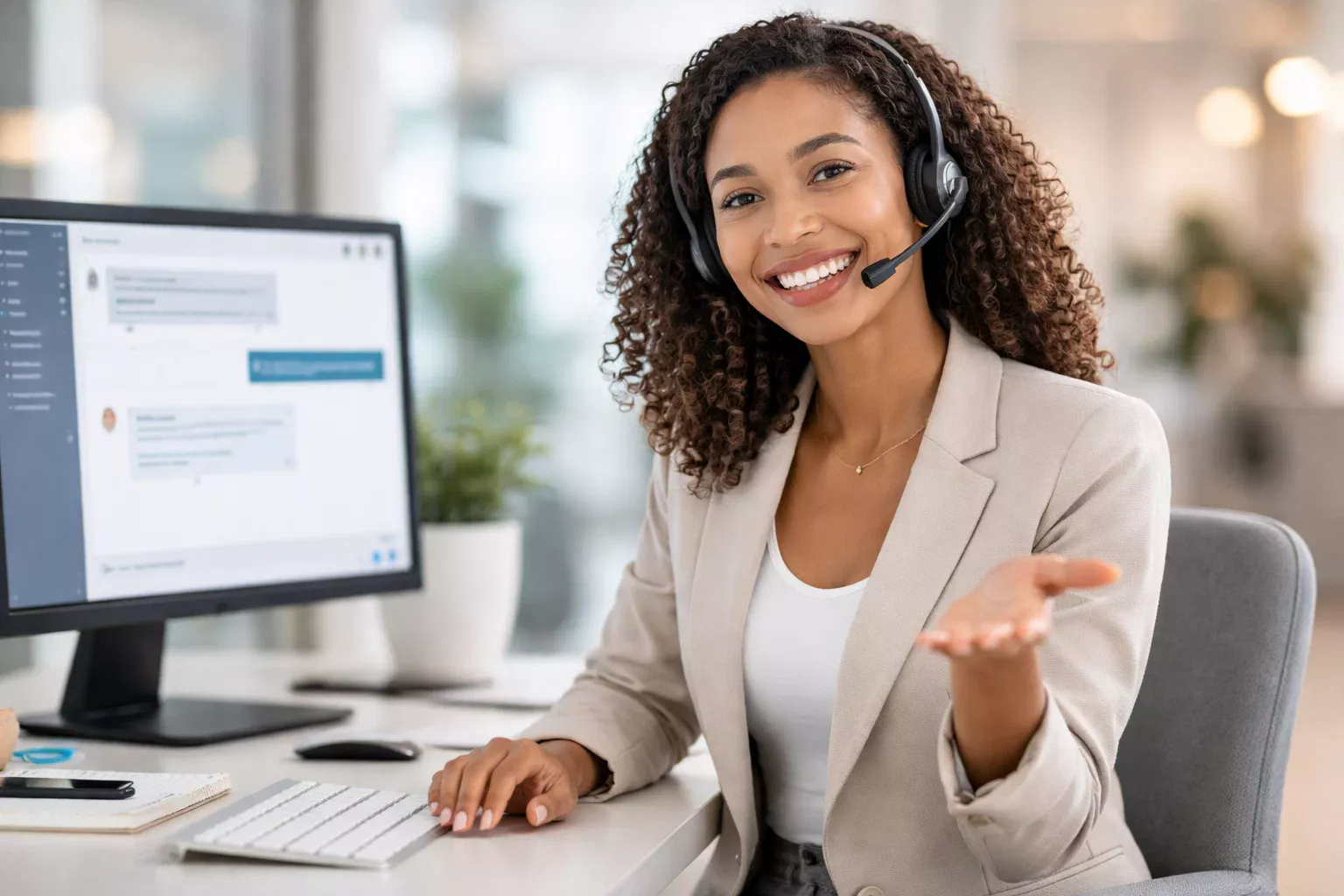 Klantenservice-medewerker helpt gebruiker via live chat