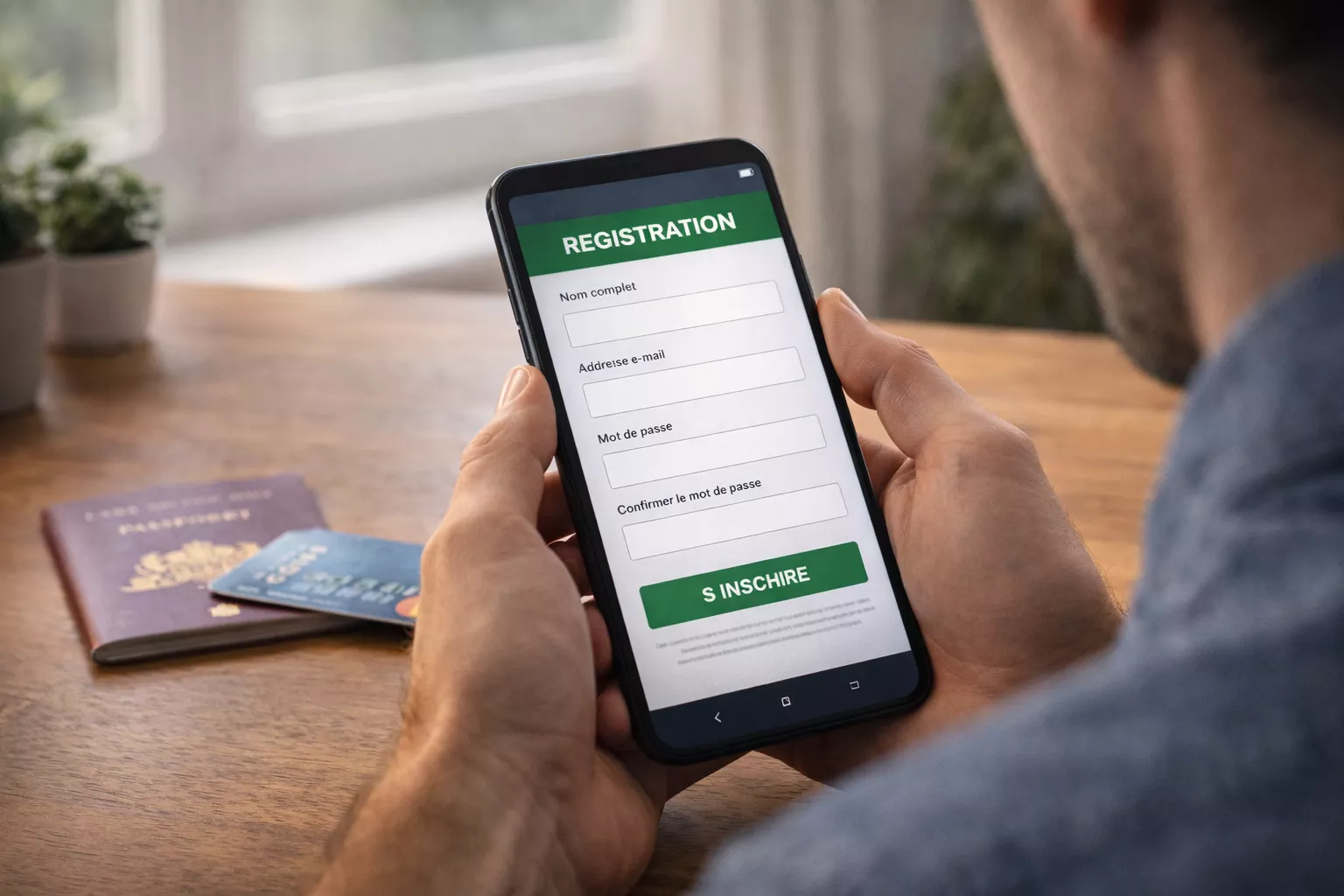Persoon registreert account op smartphone met iDIN-verificatie
