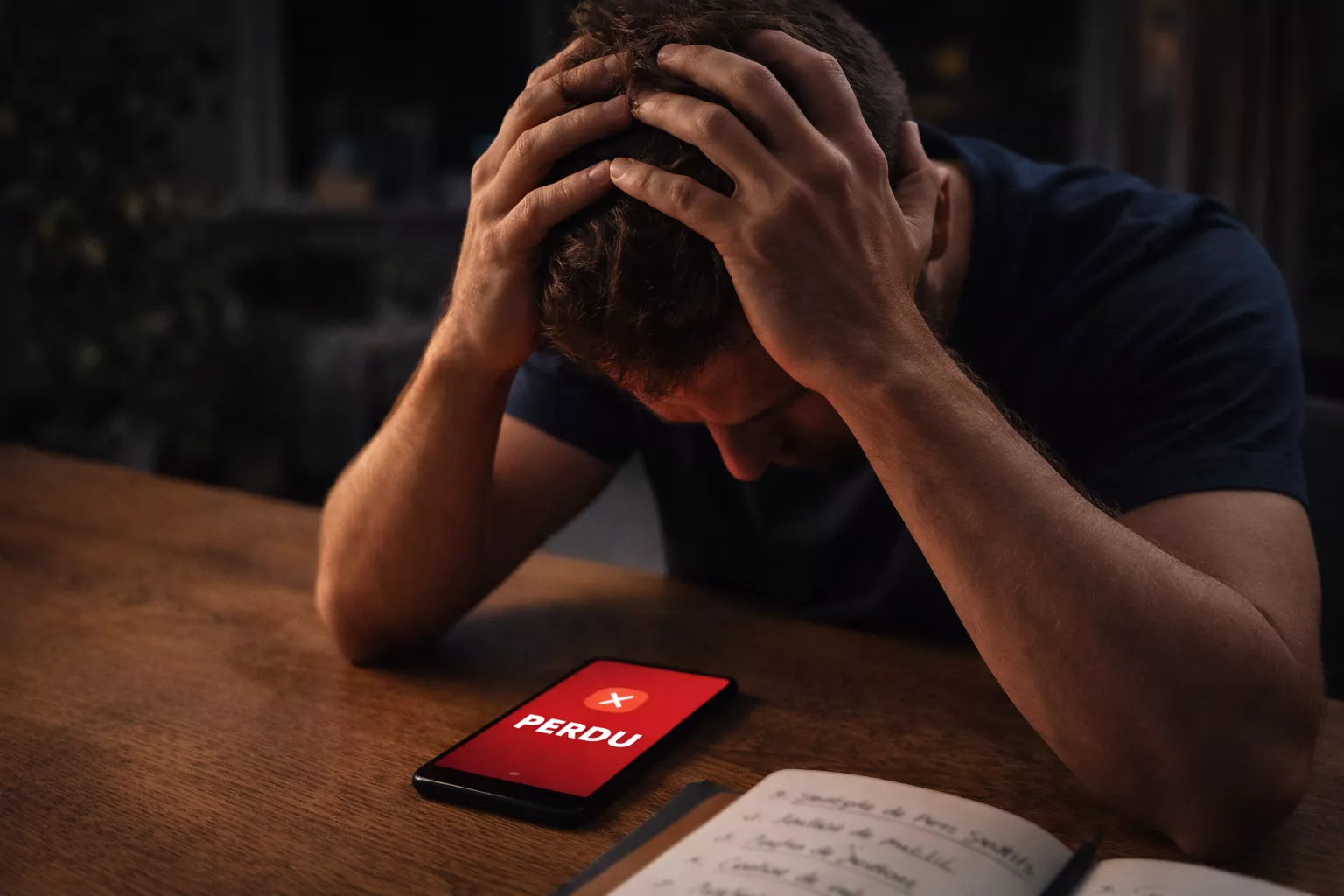 Persoon houdt hoofd vast na verloren weddenschap