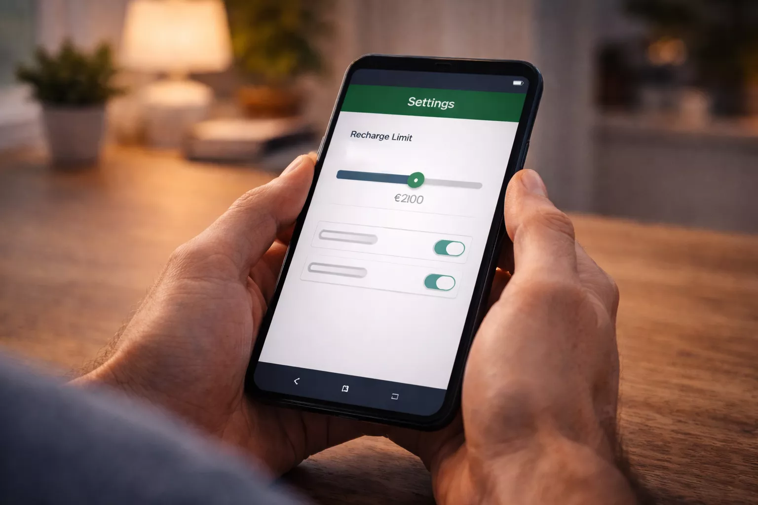 Persoon stelt stortingslimiet in op mobiele app