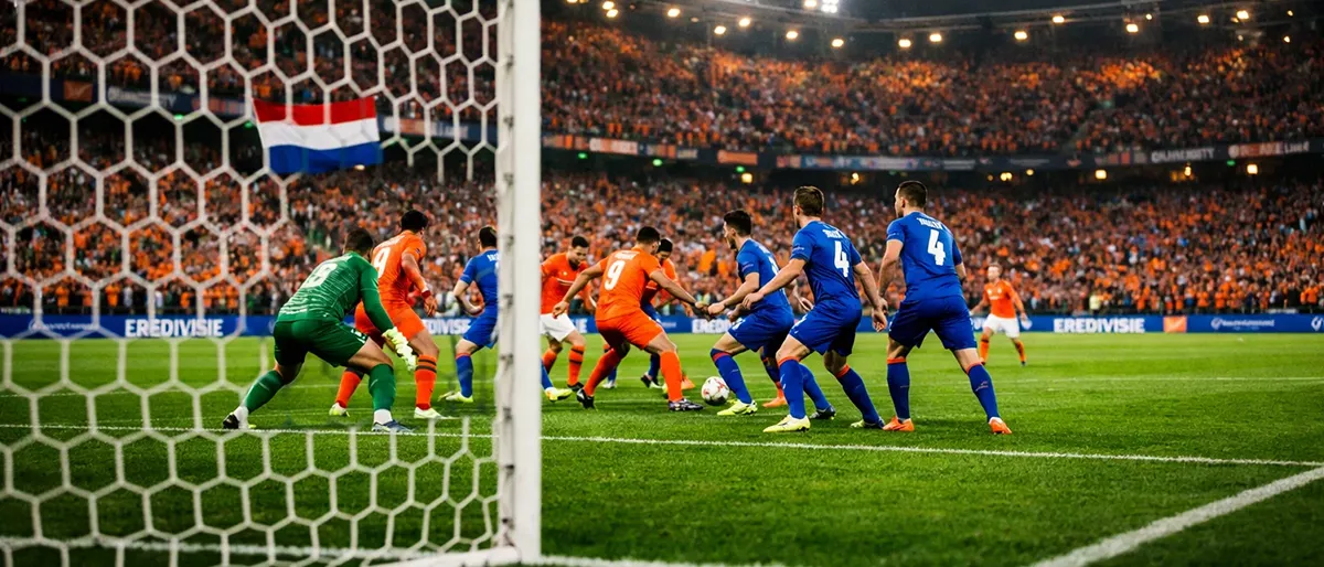 Voetbalstadion in Nederland met supporters tijdens een Eredivisie wedstrijd